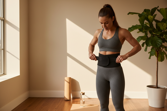 Can I wear a waist trimmer daily — woman wearing neoprene waist trimmer belt for daily workout routine