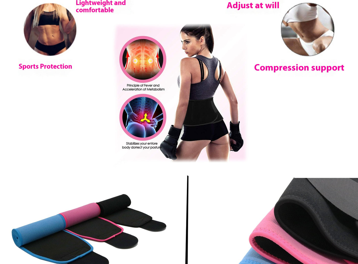 Neoprene Waist Trainer & Lumbar Support Belt | Sweat & Back Pain Relief
